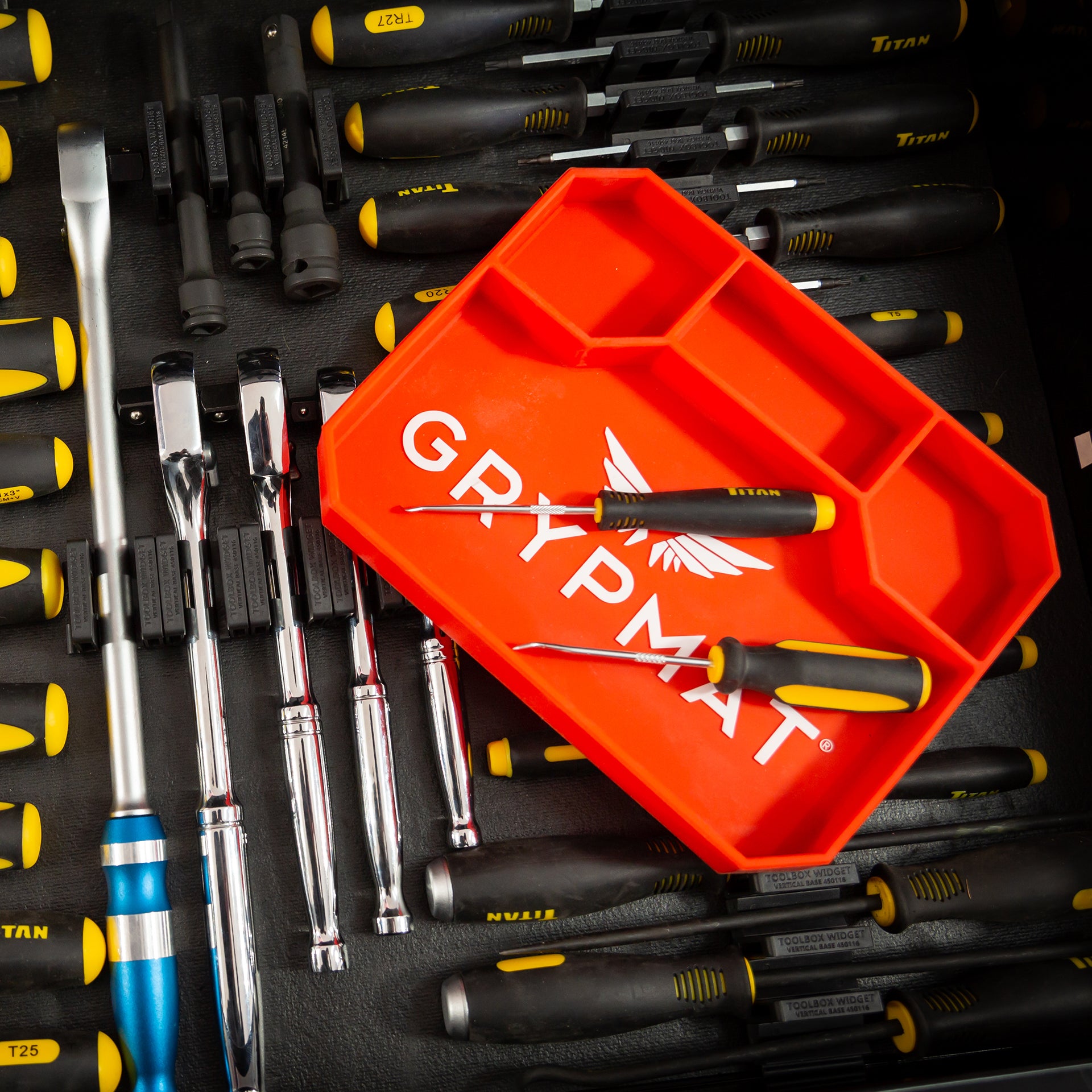  Grypmat Plus Automotive & DIYer Non-slip, Non-magnetic Tool Box  Organizer Optimize Workflow with Tool Tray Grip Mat (PRO-Orange) :  Automotive